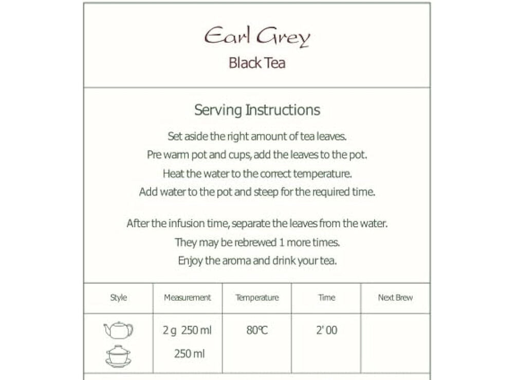 Earl Grey Bergamot Black Tea - Premium Breakfast Tea with Real Bergamot Oil 250g