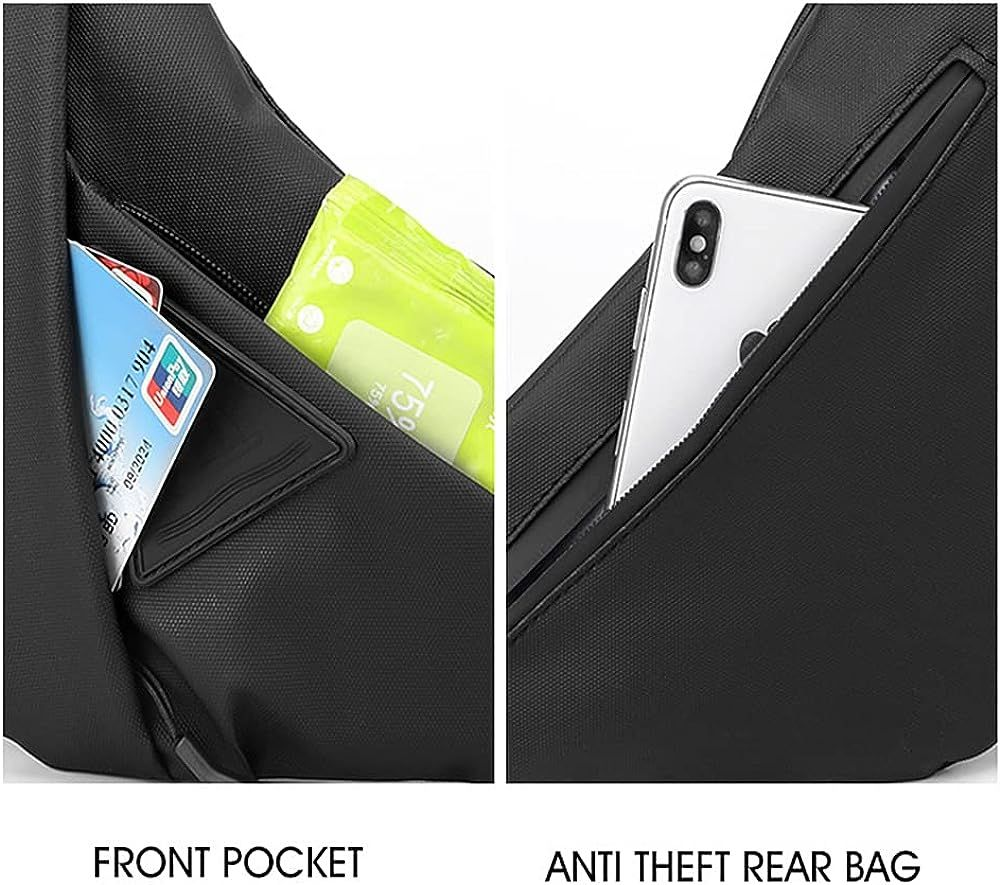 TINYAT Crossbody Bag for Men, Large Capacity Sling Pocket Hiking Grey