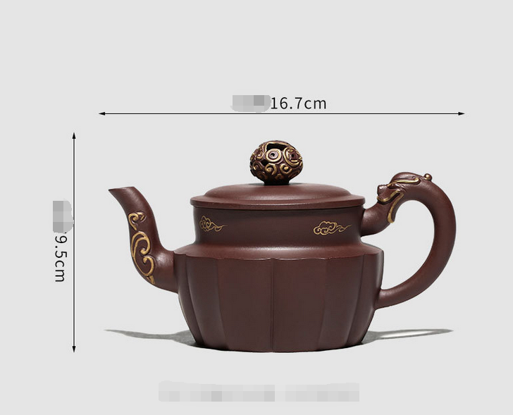 Chinese Yixing Zisha Clay Handmade Exquisite Teapot (螭龙戏珠 底款:常月红)