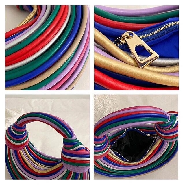 Handwoven Knotted Women's Clutch Hobo Chic Crossbody Bag Leather Handbag Gift