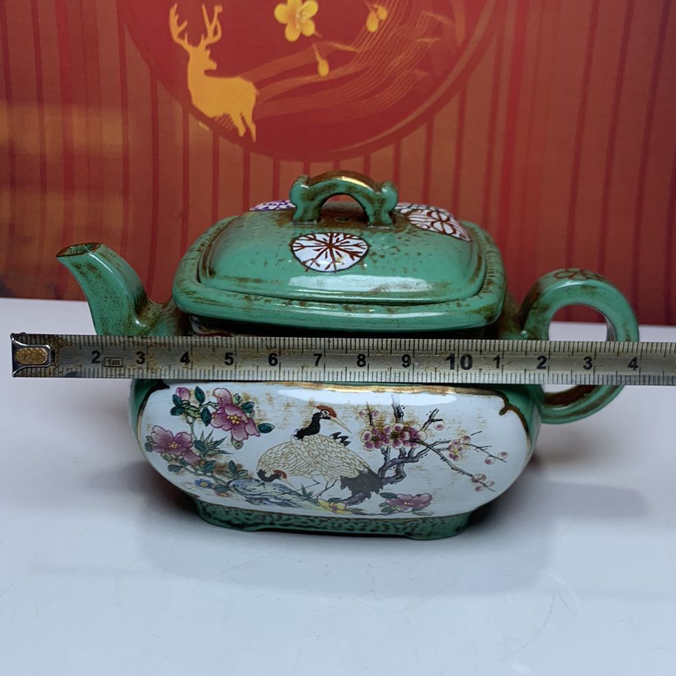 Vintage Chinese Yixing Purple Clay Teapot Zisha Enamel Nice Flower Bird Teaware
