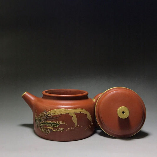 vintage chinese yixing purple clay teapot zisha ceremony carving Collectible art