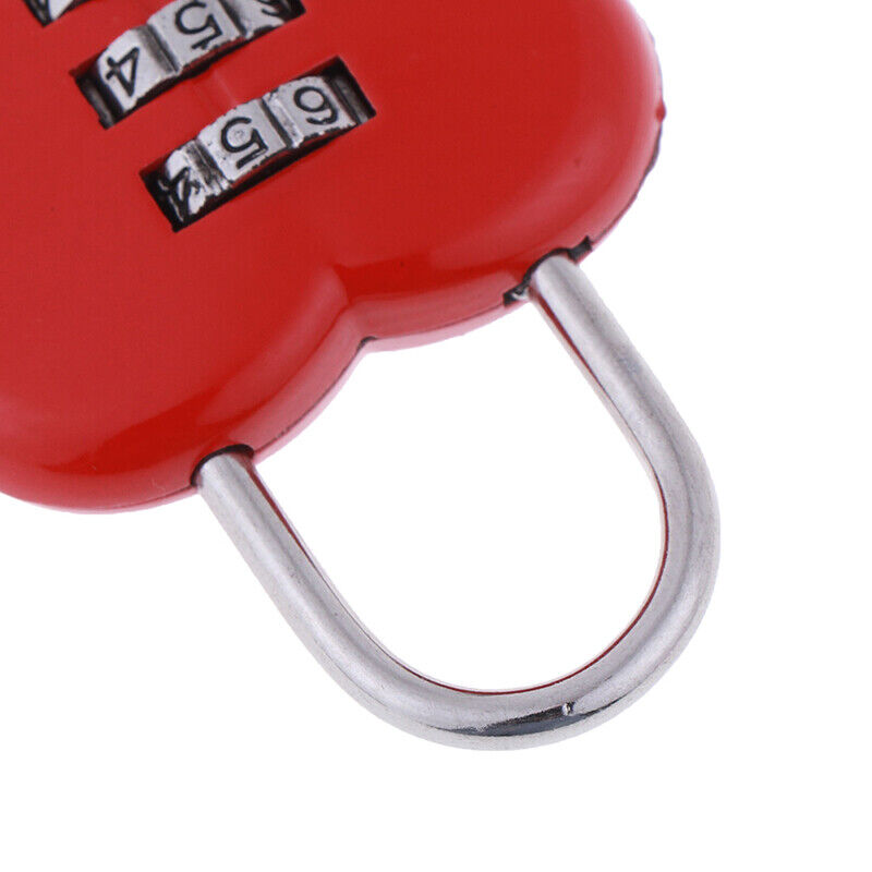 Cute Red Heart Pattern Shape 3Digit Dial Metal Code Number Baggage LocY-ca