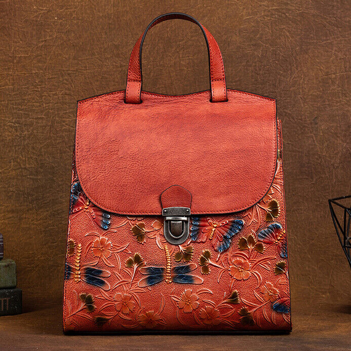 Desinger Backpack, Top Cowhide Leather Women's embossed Shoulder Bag
