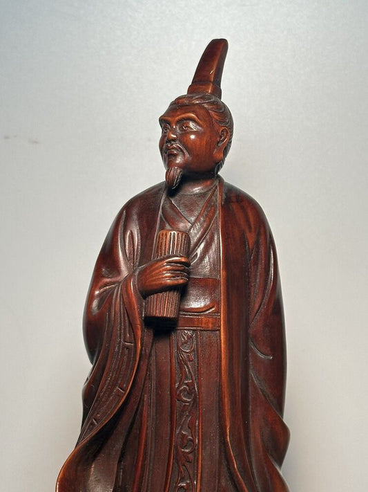 Vintage Chinese Antique Wooden Carved Figure Statue Woodwork Figurines Decor Art