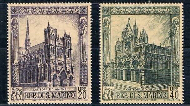 San Marino Post Stamp 1967 World Famous Cathedral Sculpture Complete Set 5 Piece
