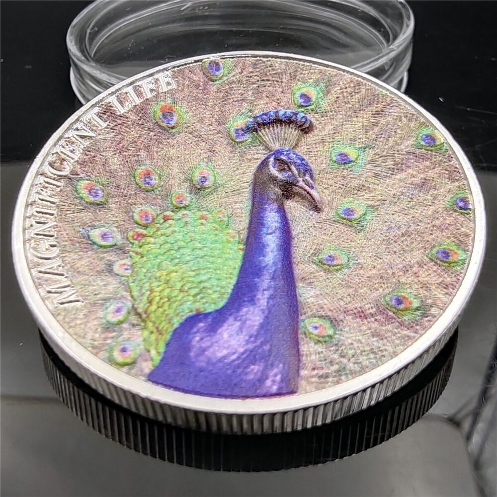 Commemorative Coin Cook Island Magnificent Life Peacock Collectible Metal 40x3mm