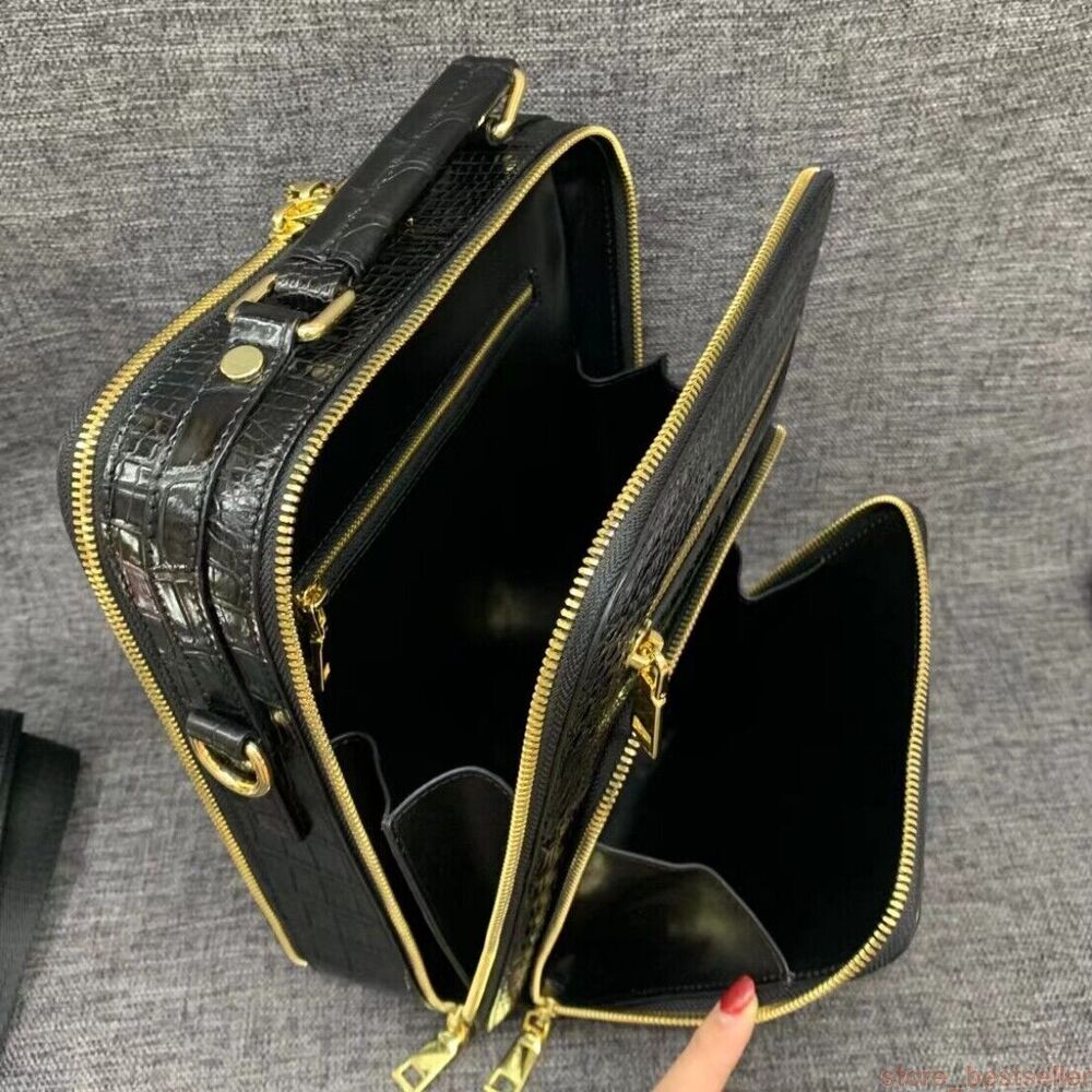 Real Crocodile Belly Skin Men's Shoulder Messenger Crossbody Bag Handbag