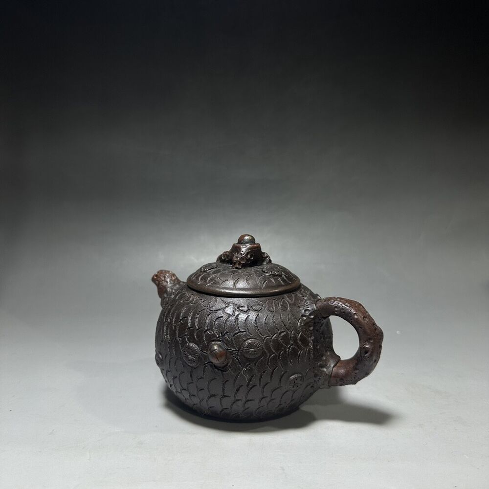 vintage chinese yixing purple clay teapot zisha ceremony carving Collectible art