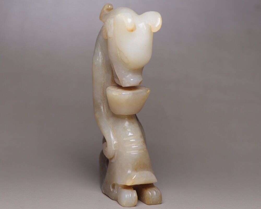 Old Peking Chinese Hetian Jade Carved Exquisite Statue Unique Wonderful Art Work