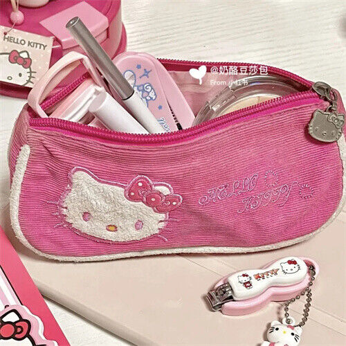 Hello Kitty Pencil Bag Embroidery Heart Stationery Storage Bag Cosmetic Bag Gift