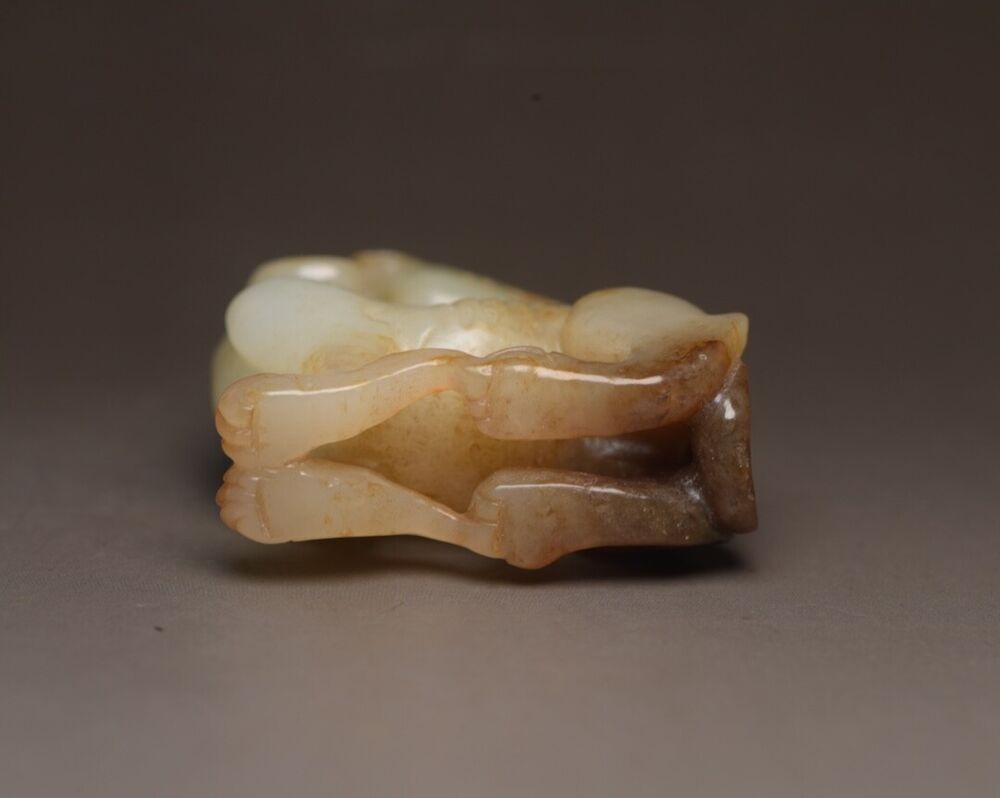 Chinese Vintage Antique Hetian Jade Hand Carved Beast Statue Collectible Artwork