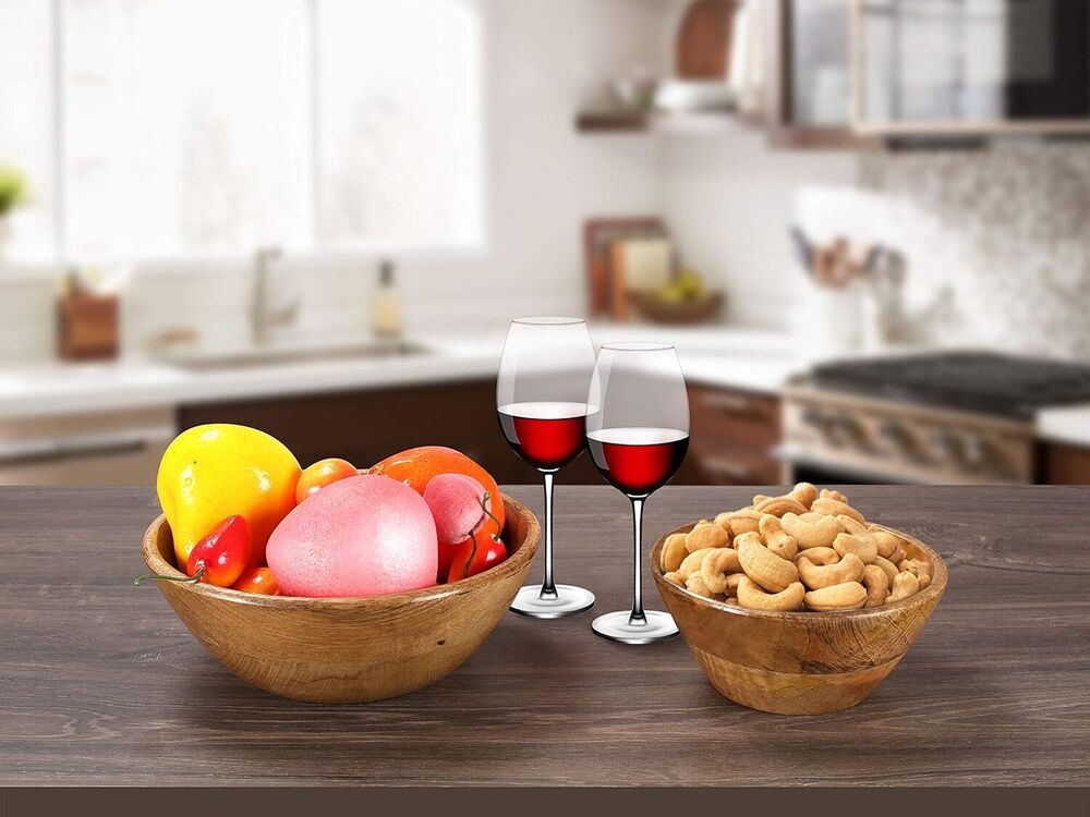 Handcrafted Wooden Serving Platters Fruits Salads Snack Bowls Kitchen Decoration