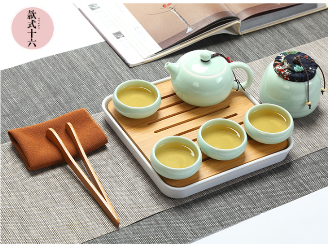 Travel tea set set portable bag ceramic express cup one pot two or four cups sim