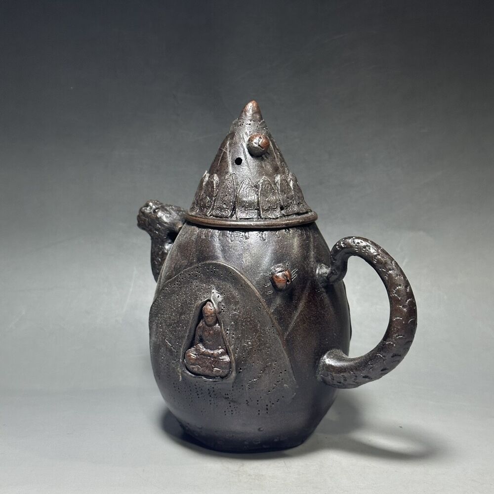 vintage chinese yixing purple clay teapot zisha ceremony carving Collectible art