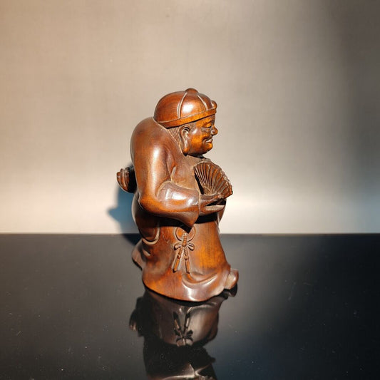 vintage wood carving country moneybags carved home decor figurine cute statue