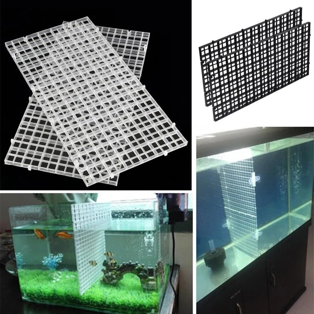 Aquarium Filter Net 2Pcs Fish Tank Black Grids Divider Tray Crate Filtering Mesh
