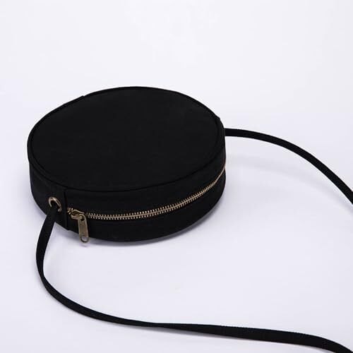 Canvas Small Crossbody Bags for Women Circle 7.87”(L)2.36”(W)7.87”(H), Black