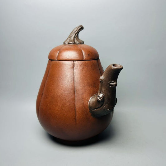 Vintage Chinese Yixing Purple Clay Teapot Zisha Ceremony Ceramic Pumpkin Teaware