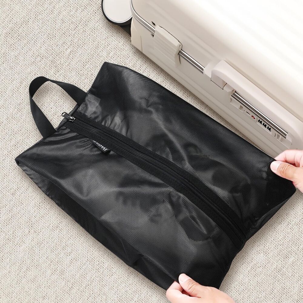 Bagail Shoe Bags for Travel,Set of 2 Large 17"x10"x5", Classic Black 2pcs