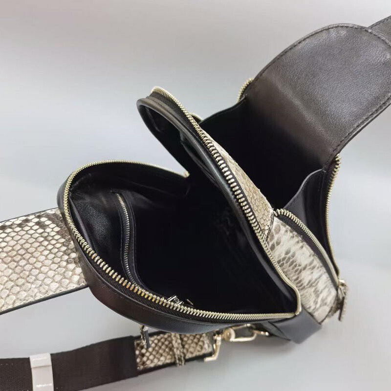 Handcrafted Python Skin Leather Crossbody Chest Bags Men's Luxury Sling Backpack