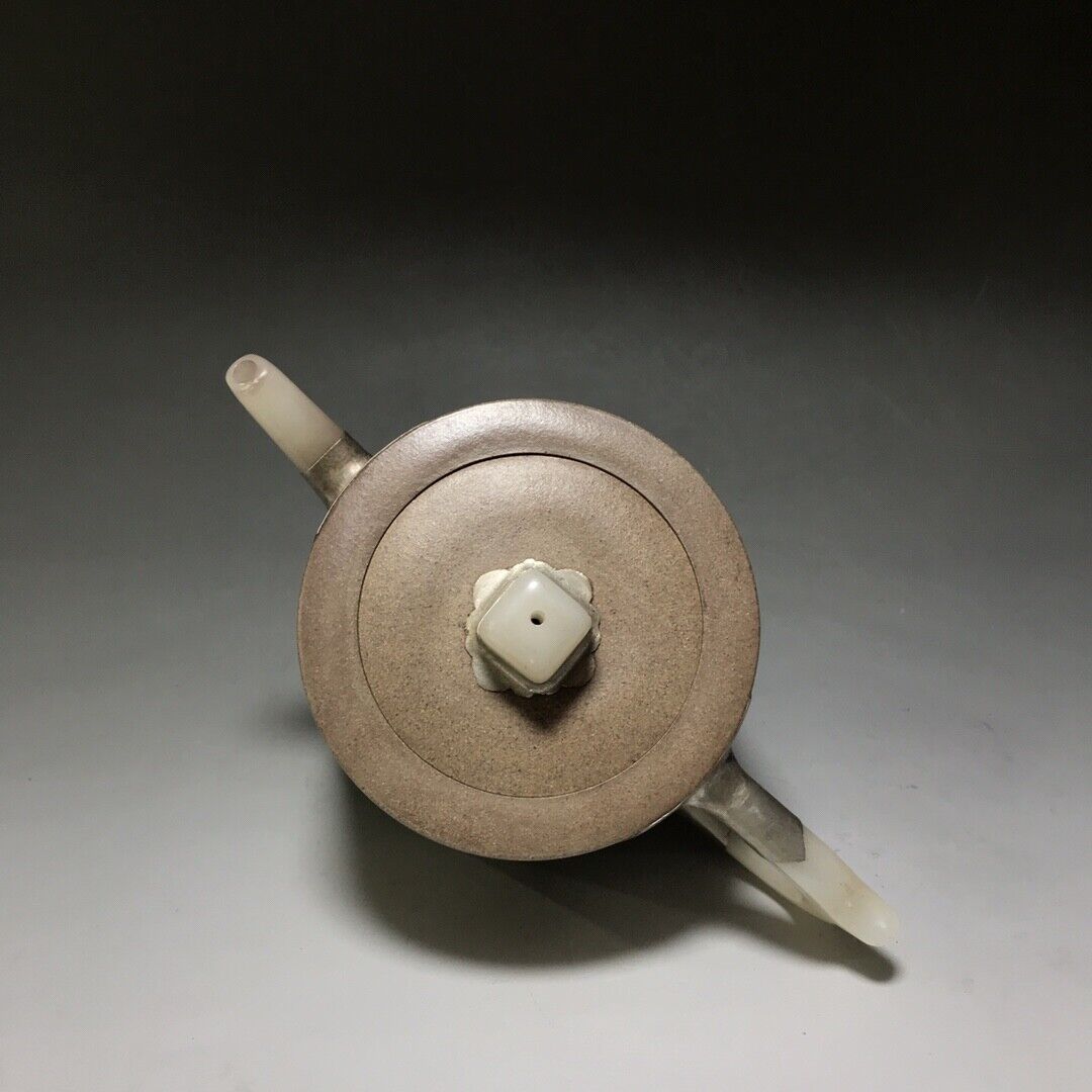 Chinese Yixing Zisha Clay Handmade Exquisite Teapot (镶玉直流壶 底款:吴建强)