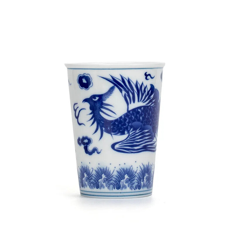 Dragon Chinese Tea Cup White and Blue Beautiful Teacup Phoenix Teaware A Cup