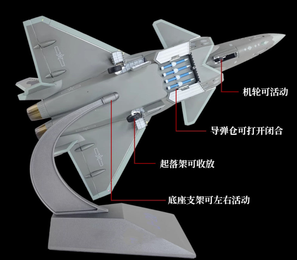 1:48 45CM China J-20 Stealth Fighter Plane Diecast Military Jet Aircraft Model