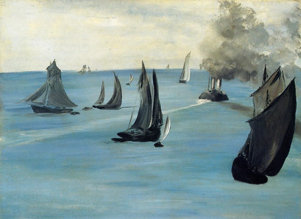 Oil painting Steamboat-aka-Seascape-Calm-Weather-1864-1865-Edouard-Manet-Oil-Pai