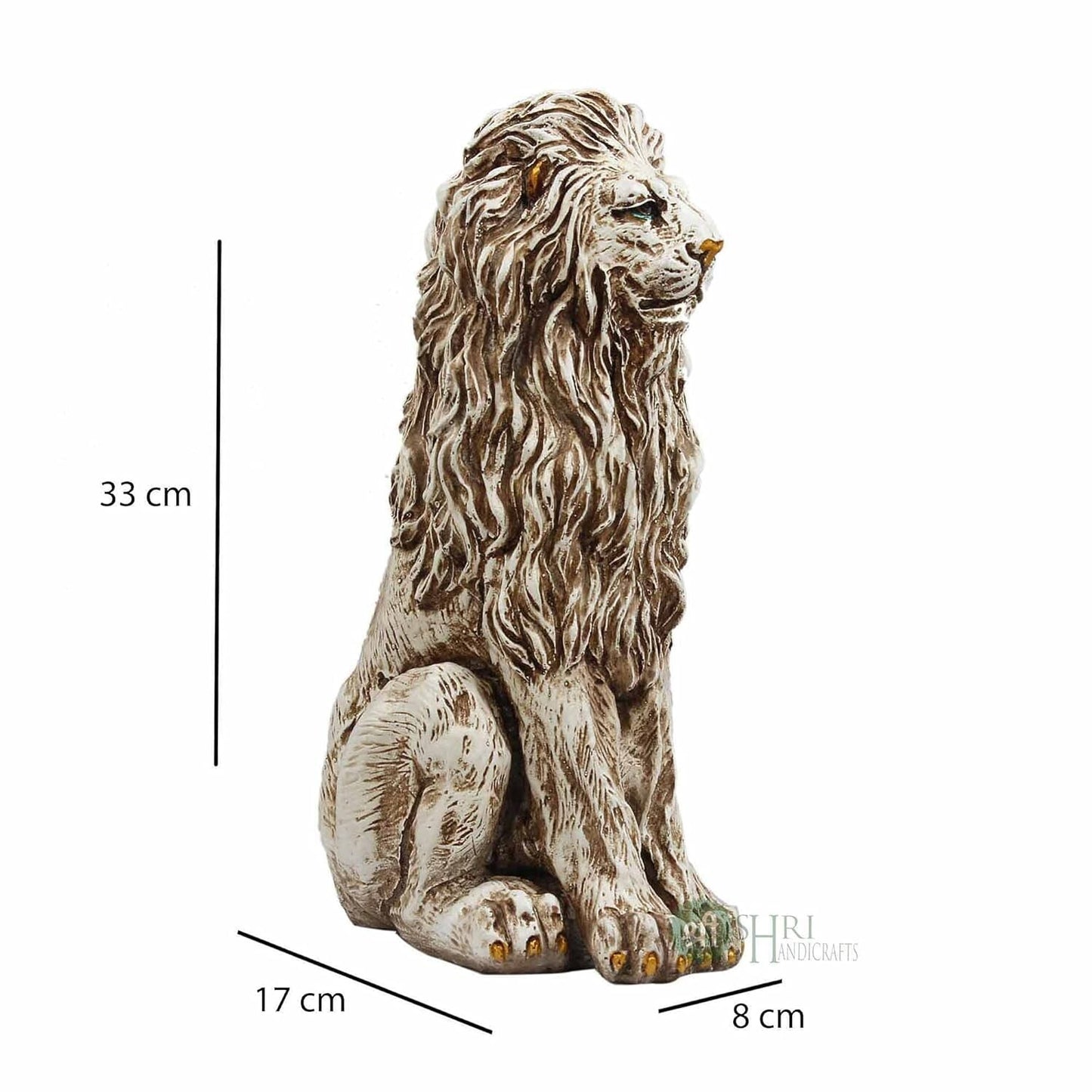 Resin Stone Finish Animal Figurines Gifts Antique Design Lion Sitting Statue