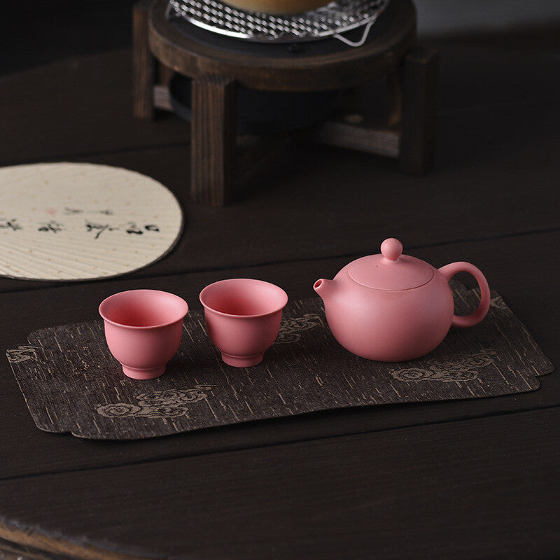 Handmade Tea Pot Real Yixing Zisha Pot Matching Tea Cup Xishi Pot Pink For Lady