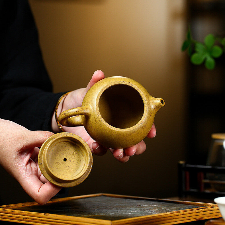 190ml Yixing Zisha Duan Clay Pottery Handmade Tea Pot Xishi Pot Marked Big Mouth