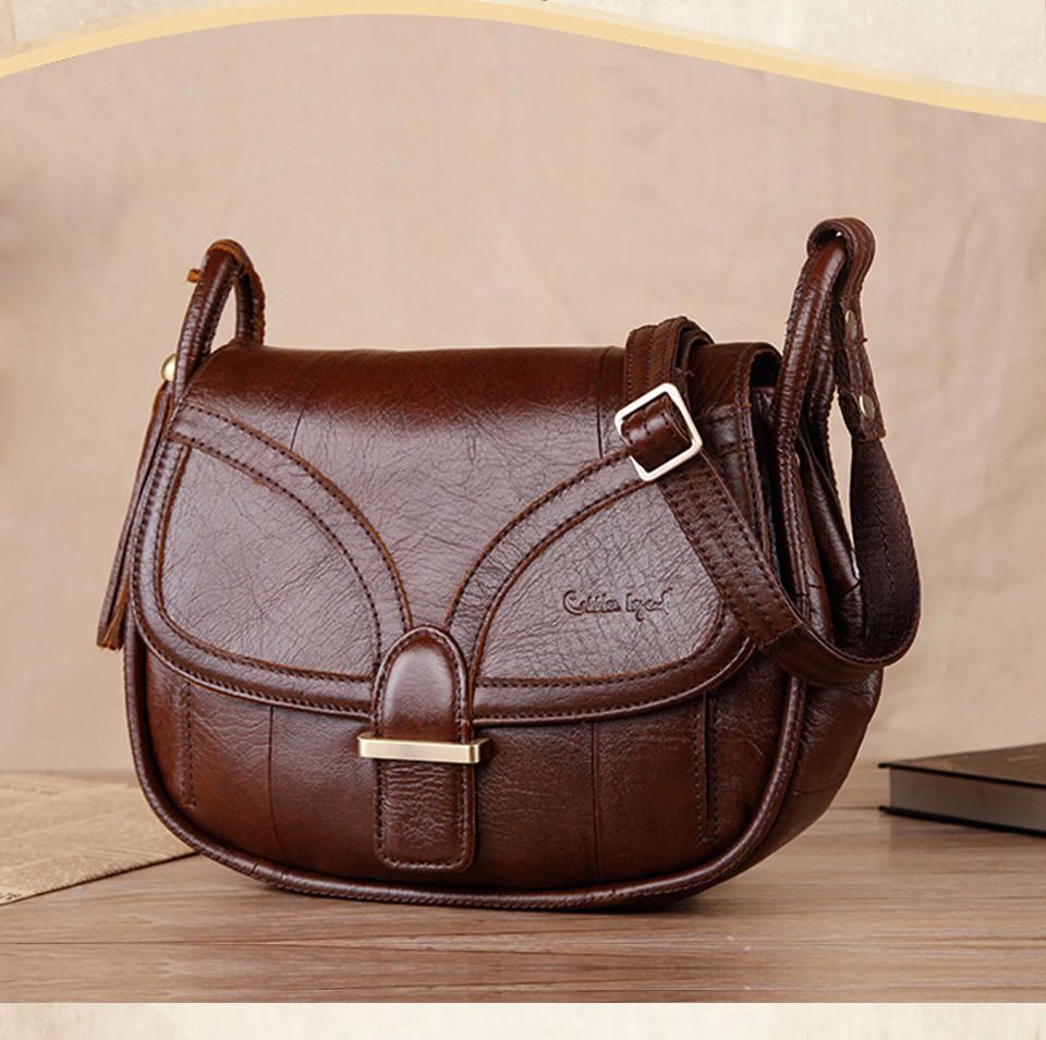 Messenger Bag Single Shoulder Purse Genuine Leather Bag High Capacity 26*8*22CM