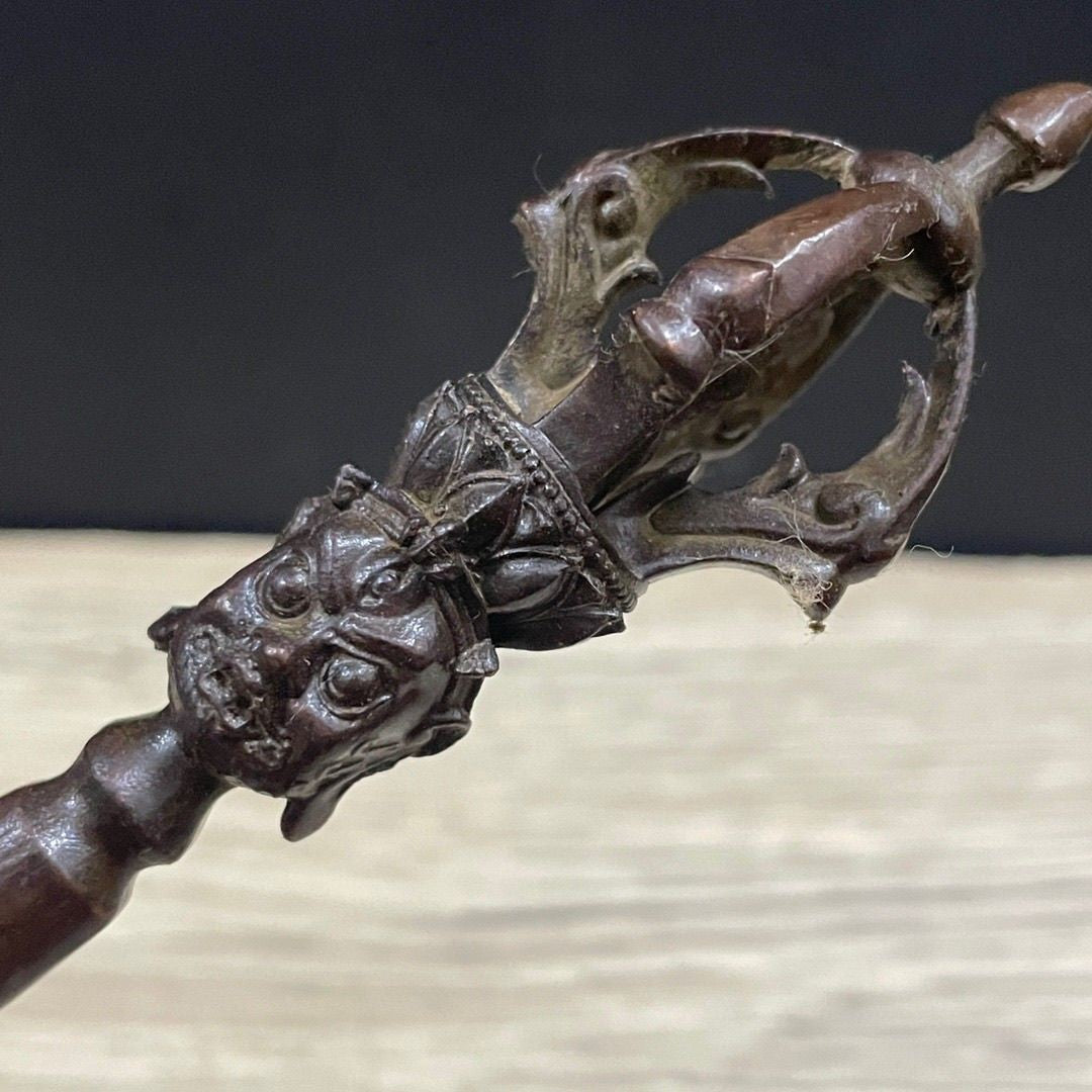 Tibetan Buddhist 5-Sect Vajra Dorje Pestle | Copper Alloy Ritual Decor Figurine