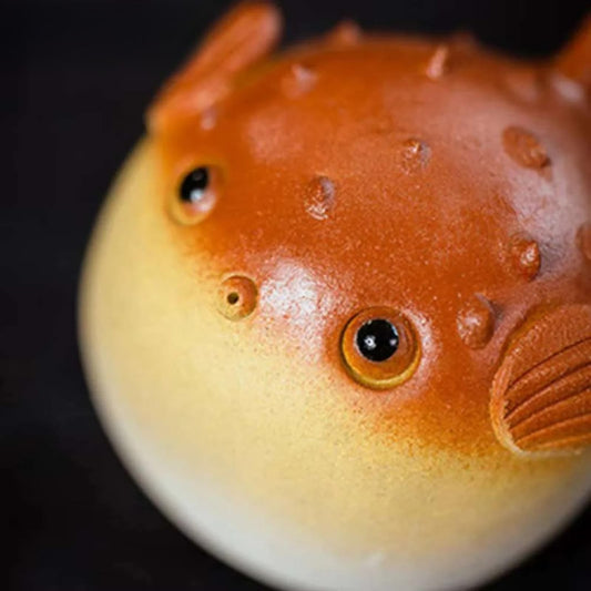 Handmade Cute Globefish Statue Tea Pet Ornament 5.8cm Chinese Tea Set Decor