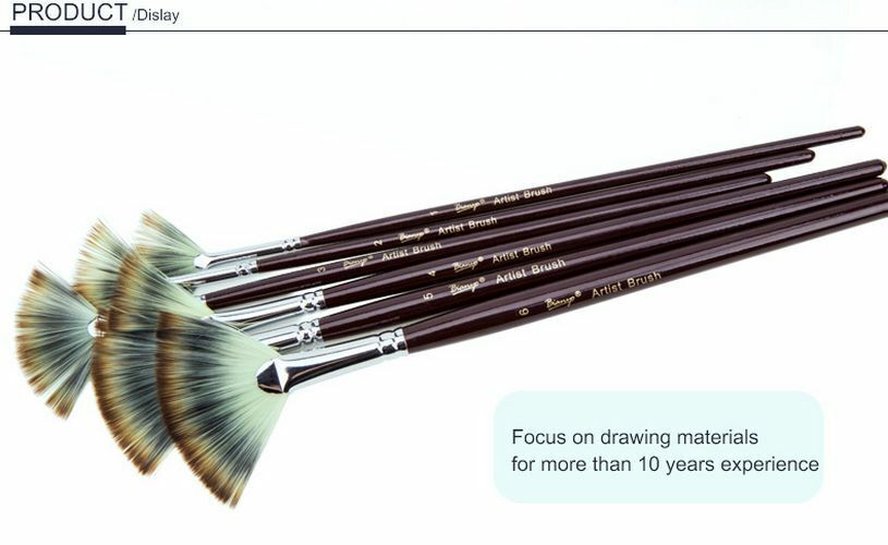 Paint Brush 6pcs Fan Shaped Nylon Hair Gouache Set School Painting Drawing Art