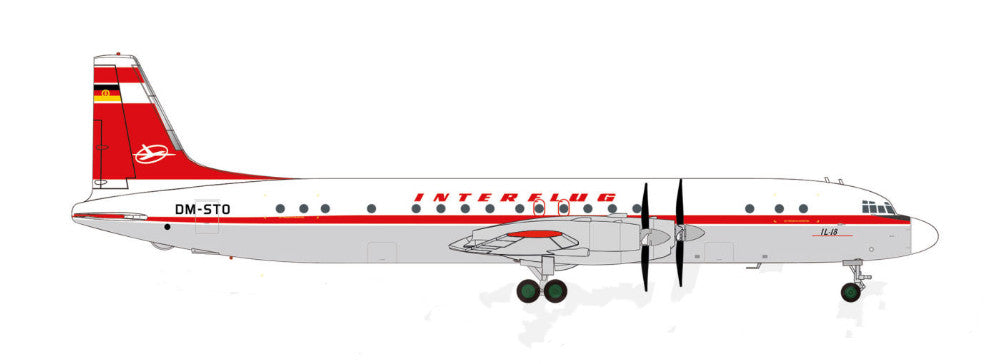 1:200 Herpa Interflug Ilyushin Il-18 Passenger Airplane Diecast Aircraft Model