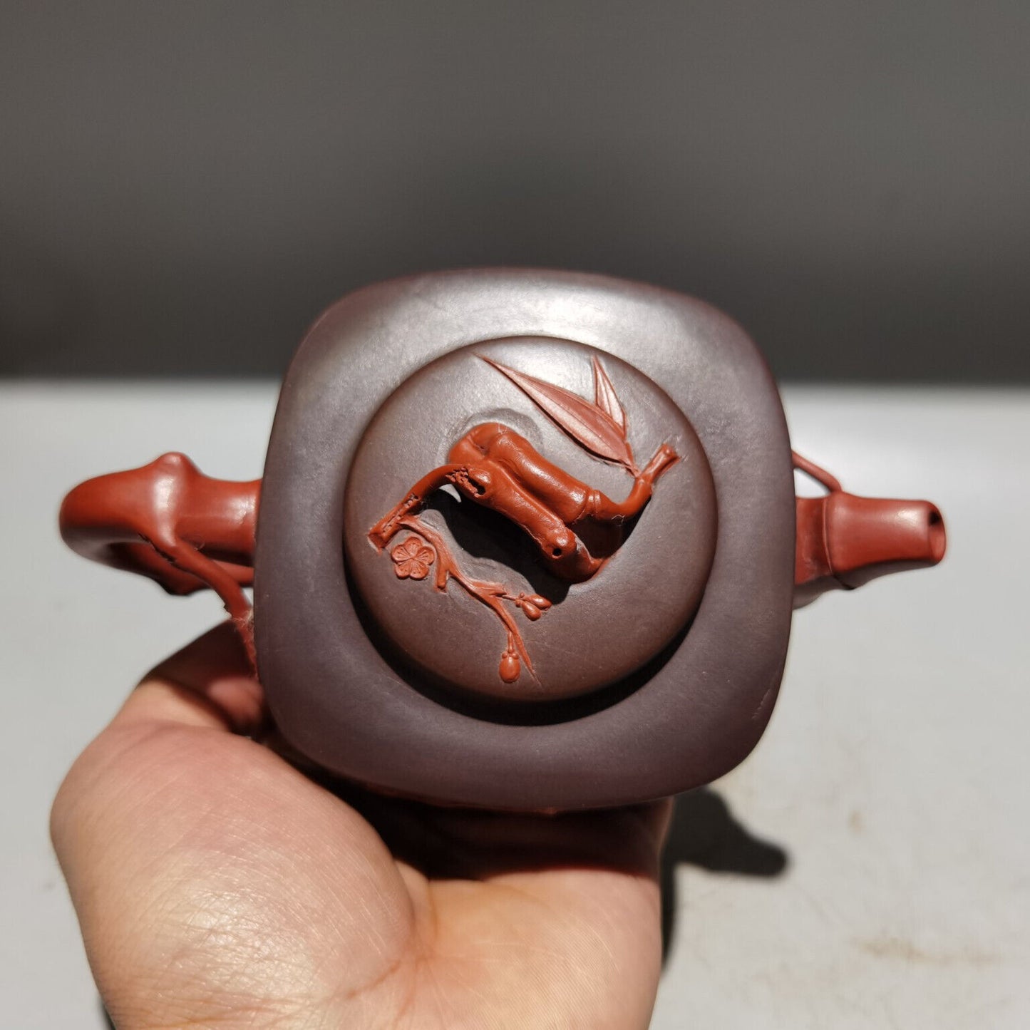 Chinese Yixing Zisha Clay Handmade Exquisite Teapot (梅花竹韵壶 底款:顾景舟)