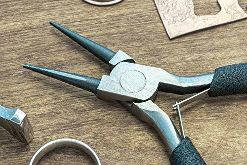 SE 5-inch Mini Round Nose Pliers, Spring Loaded w/ Insulated Grip Handle (LF05)