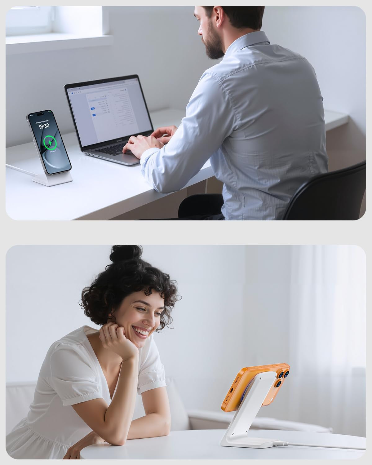 Mag Safe Charger Stand for Iphone: Qi-Certified Fast Magnetic Wireless Charging