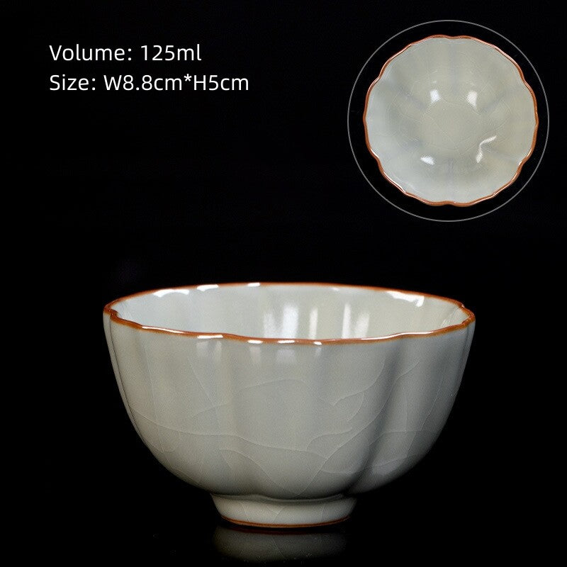 Boutique Ruyao Craft Tea Cup One Piece Crackle Glaze Porcelain Master Cup Marked