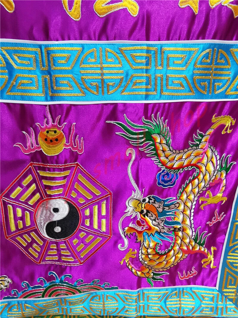 Taoist Dharma Altar Decor Dragon and Tiger Purple Table Skirt Embroidery