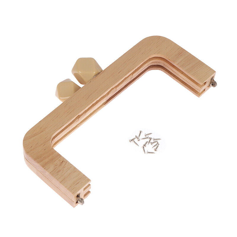 20cm Solid Wood Material Wooden Purse Frame Screws Inside Wood Bag Handle FraWO