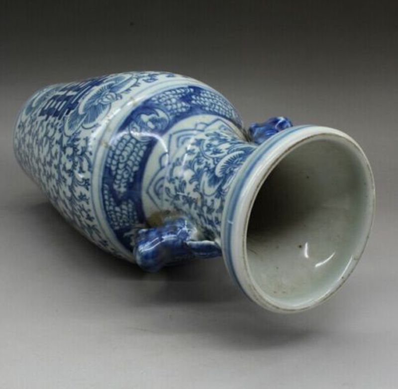 A Pair Old of Blue and White Porcelain Vase Double Happiness HomeDesign