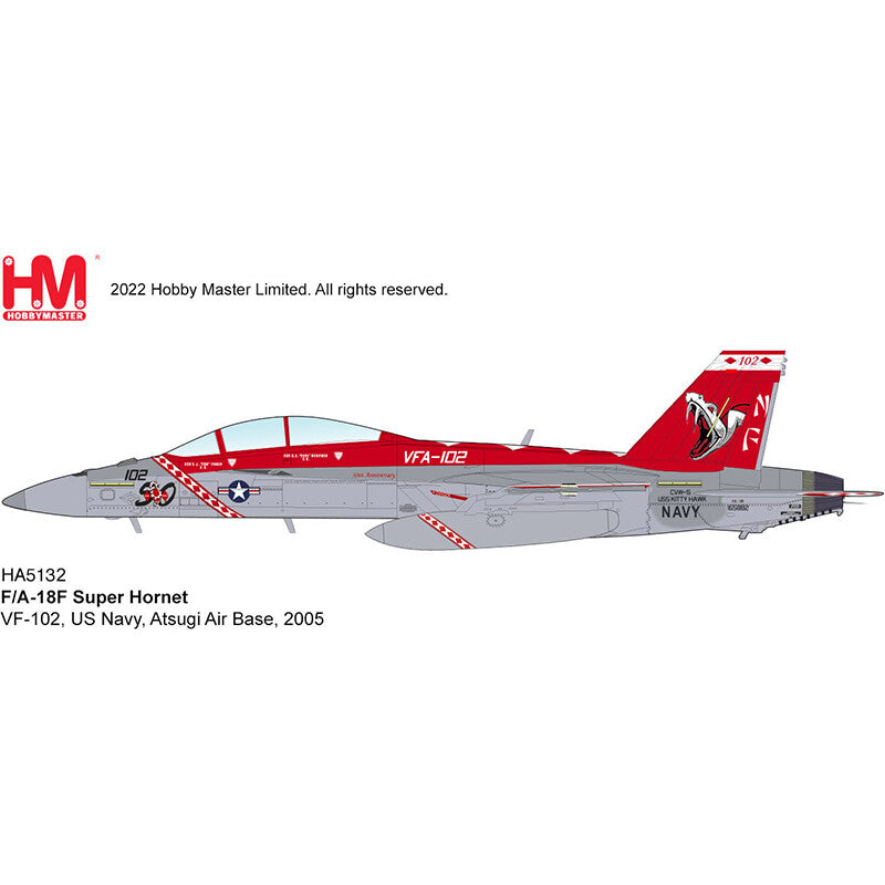 HM 1/72 F/A-18F Super Hornet Fighter Model VF-102 Squadron US Navy 2005