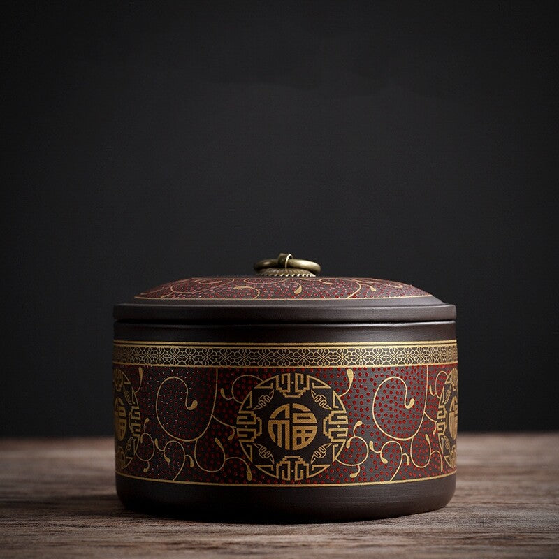 Sealed Canister For Loose Tea Small With Lid Yixing Zisha Purple Clay Tea Caddy