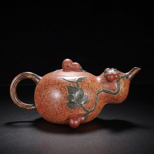 Chinese Yixing Zisha Clay Handmade Exquisite Teapot (福禄 底款:蒋蓉)