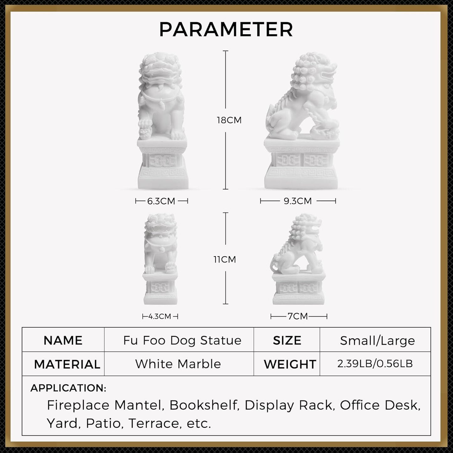 Foo Dogs Statues Pair Chinese Fu Foo Dogs Guardian Lion Statues 7in/18cm
