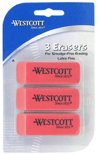 Westcott Latex Free Erasers, Pack of Three, Pink (14613)