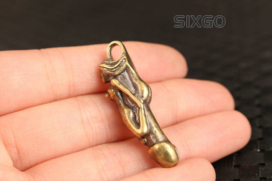 bronze mermaid man penis statue figure chinese collectable pendant A44